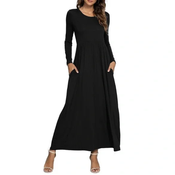 chinese dress ladies Linen Maxi Dress with Long Sleeves 'Melissa' main image 0